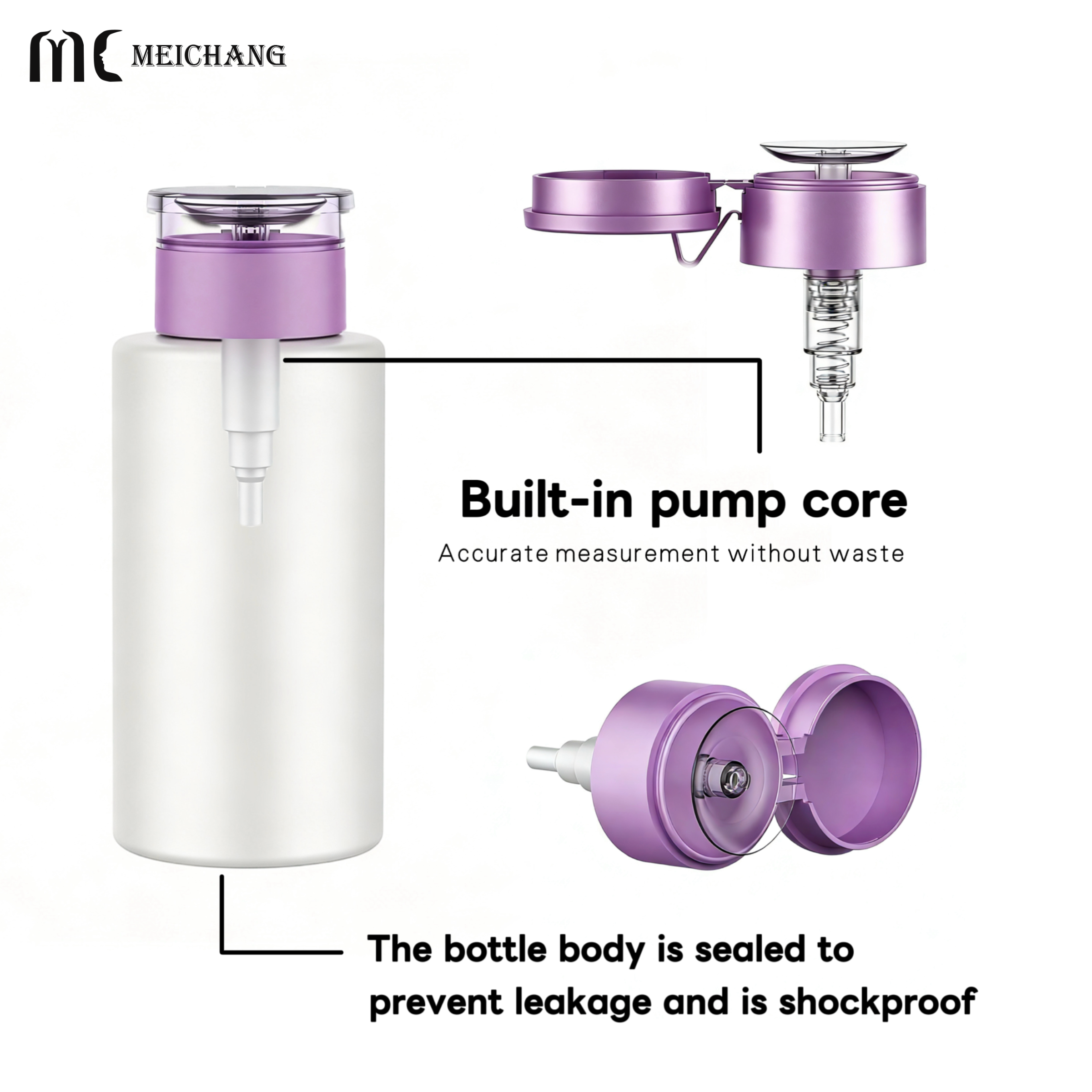 Built-in Pump Makeup Remover Bottle - Leak-Proof and Customizable Plastic Pump Bottle for Cosmetics
