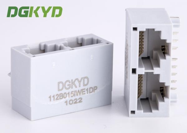 Quality 1x2 ganged dual port ethernet RJ45 PCB connector magnetic jack for Communication for sale