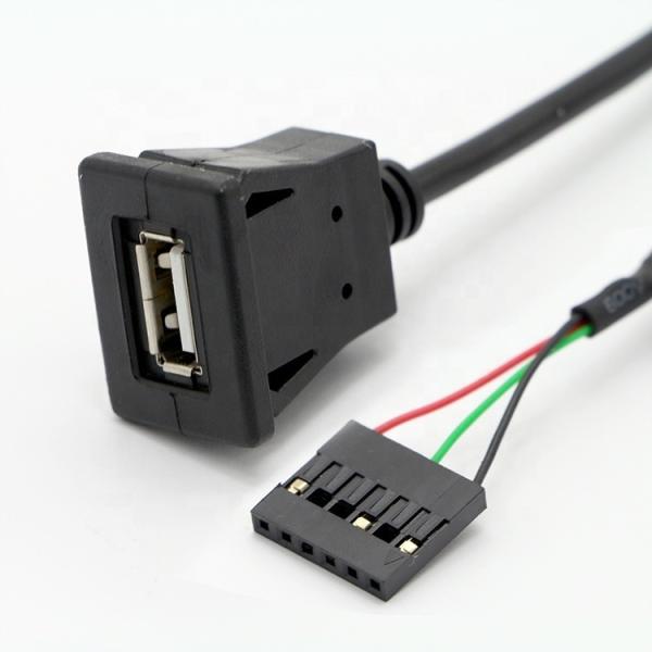Quality Snap Panel Mount USB Female Socket to Dupont Connector Wire Cable for sale