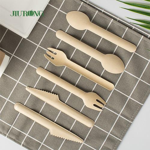 Custom Biodegradable Disposable Cutlery Flatware Sugarcane Bagasse Knife Fork