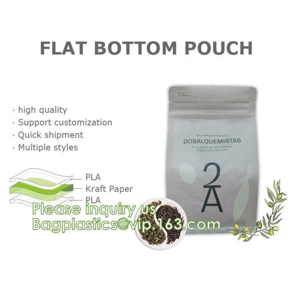 Bagease Custom Printed Biodegradable Compostable Pla Kraft Paper Flat Bottom Luxury Coffee Beans Pouch Packaging Bags