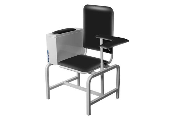 Quality Black Manual Blood Donor Chair With Adjustable Armrest and Cabinet for sale
