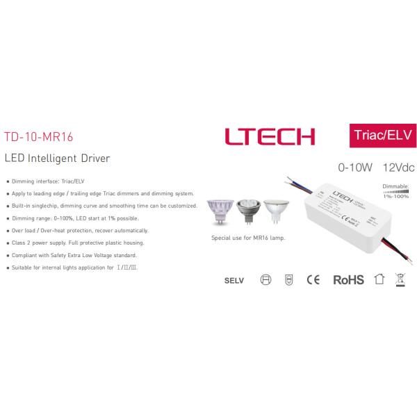 50/60Hz Triac Dimmable LED Driver built - in single chip 12V 10W for MR16 light