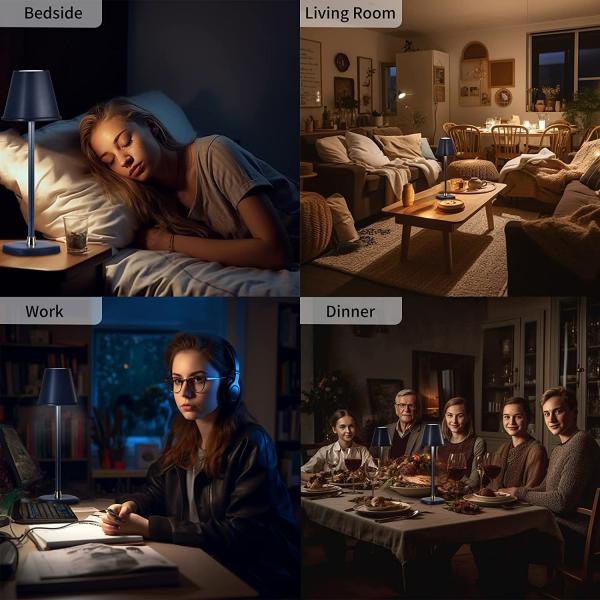 LED Cordless Table Lamp, Battery Operated Lamp, Touch Night Light, Minimalist Portable Desk Lamp for Couple Dinner