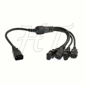 IEC320 C14 4 x C13 UPS PDU Y Splitter Computer Monitor Power Cord 10A 250V Cable 60cm