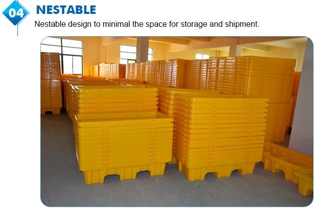 Heavy duty stackable attached lid turnover box, Stackable and nestable plastic shipping tote box for storage or moving