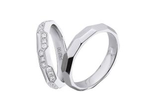 Geometric Pattern Design Manual Inlay 9.8g Couple Pair Rings