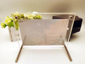 ODM Acrylic Photo Display Stands , Square Clear Photo Frame Stand