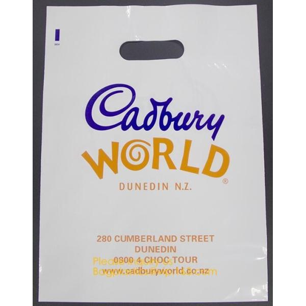 HDPE/LDPE Die Cut Patch Handle Custom Plastic Merchandise Retail Bags With Own Logo Corn starc Manufacturer Shopping Bag