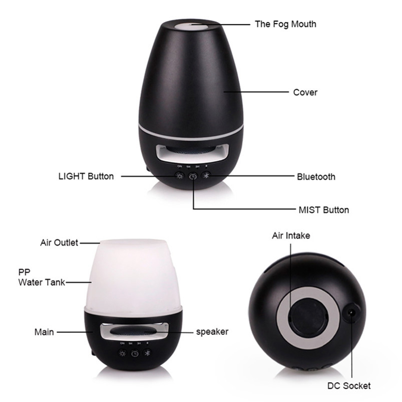 120ml Black Ultrasonic Bluetooth Aroma Diffuser