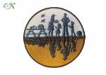 Custom Made Black Gold Iron On Embroidered Patches With Merrowed Edge