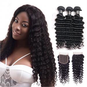 Buy cheap 30 Inch Deep Wave Peruvian Hair / 100 Remy Human Hair Weave Shedding - Free product