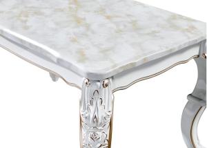 Pearlescent White Painted Rectangular Marble Dining Table