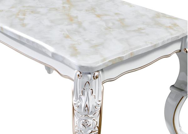 Quality Pearlescent White Painted Rectangular Marble Dining Table for sale