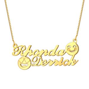 China 1.8ft 0.07oz Emoji Gold Necklace S925 Memorial Initial Name Necklace on sale