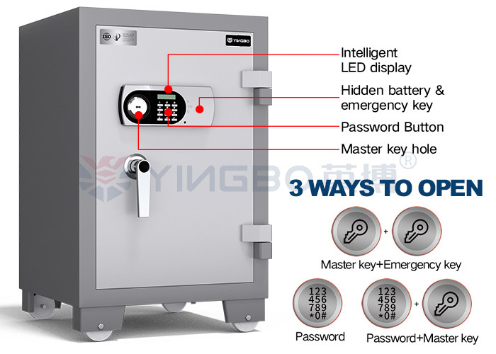 Three Composite Construction Fireproof Safe Box With Intelligent Dual Alarm System YB/FH-78 Fireproof Safe Box for Home and Office