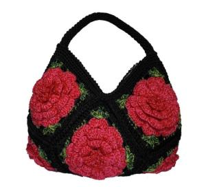 China crochet hobo women black bag handmade bag on sale