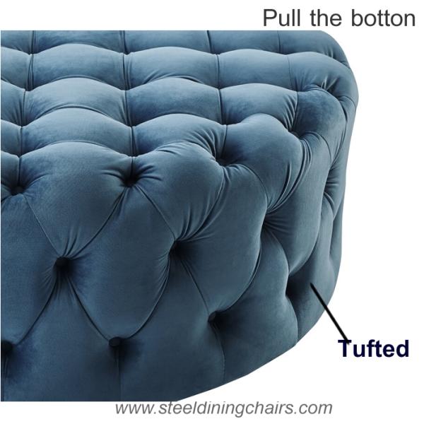 80cm 40cm Velvet Round Tufted Storage Ottoman With Solid Frame