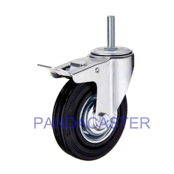 Quality Durable Industrial Caster Wheels  4 Threaded Stem Swivel Caster With Total Brake for sale