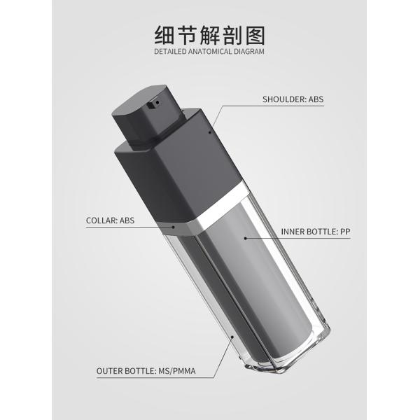 Square Black Acrylic Clear Airless Pump Bottles Bulk And Jar