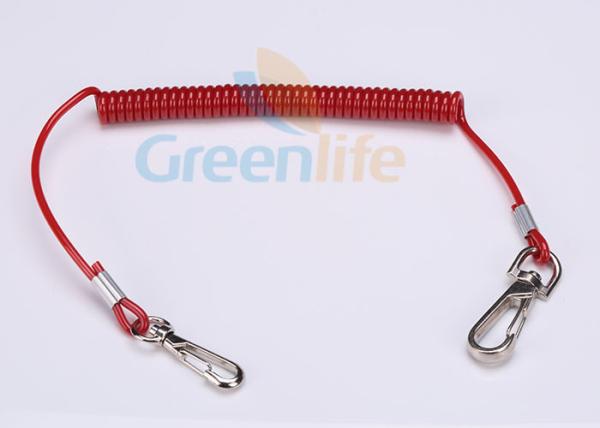 Quality Stretchable Red Coil Tool Lanyard With Swivel Clips Custom Retainer for sale