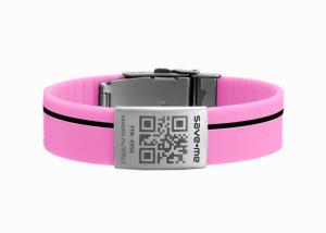 China Logo Custom Personalized Silicone Bracelets , QR Code Wristband With Metal ID Plate on sale