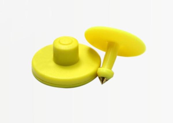 Quality Yellow Animal Identification Ear Tags With Closed Top Side Two Designs for sale