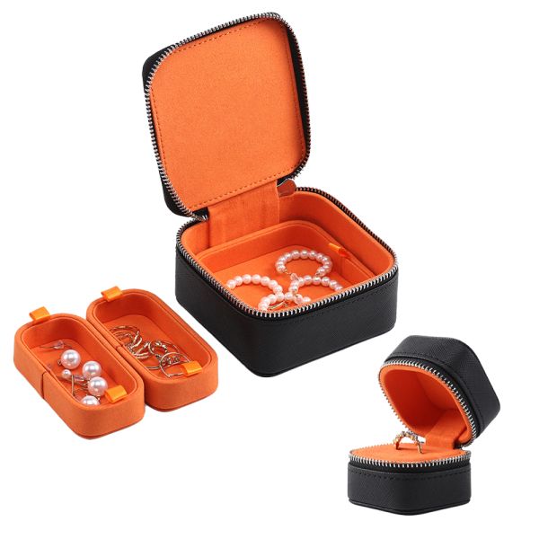Handmade Luxury PU Leather Jewelry Boxes With Tray Rectangle Shape Customized Color