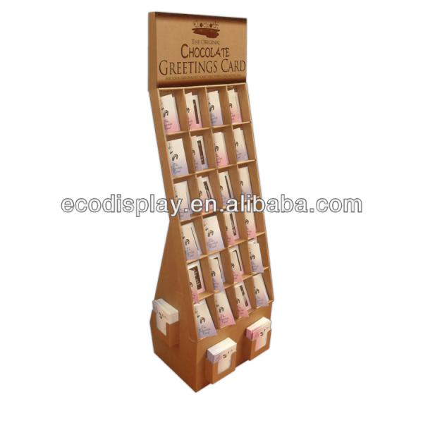 Quality Chocolate Greeting Card Display, Christmas Greeting Card Display, Cardboard Floor Display Stand for sale