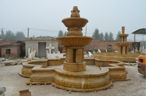 Quality Large Marble Column Stone Pillar Water Fountain Pool Size for sale