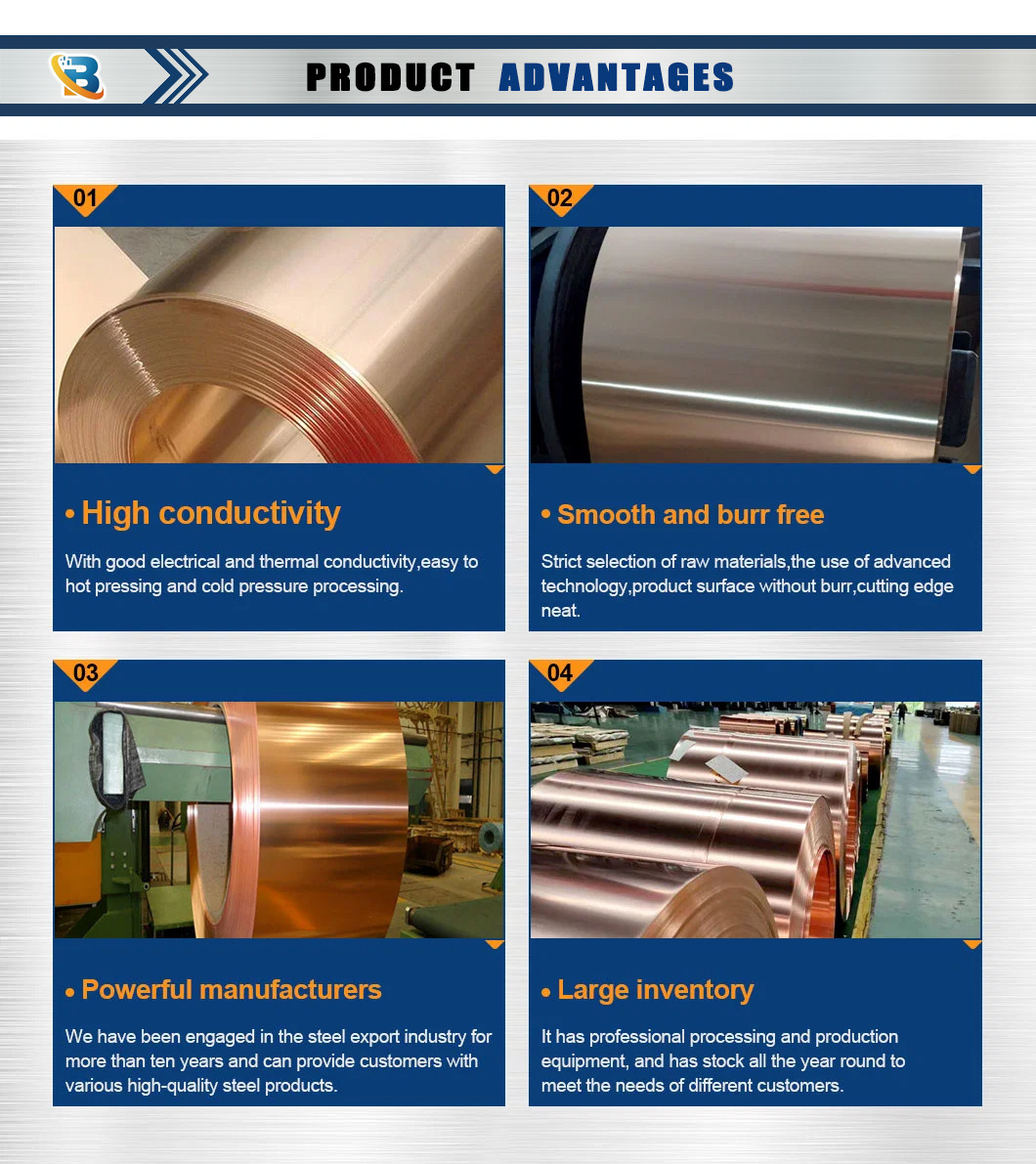 Copper Foil 0.1mm for Battery Copper Strip Coil Manufacturer Copper Coil