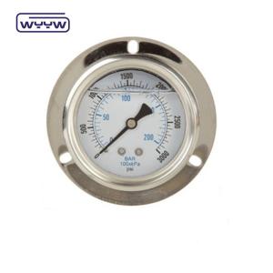 Buy cheap Panel Mount 4&quot; 1/2&quot;NPT Or BSP Bar Psi Double Scale Liquid Oil Filling PG100 Series Stainless Pressure Gauge product