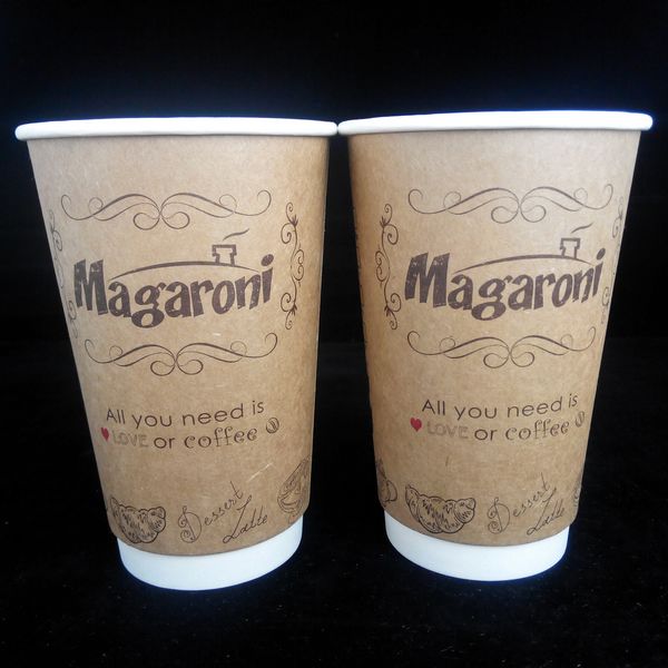 Kraft Paper Double Wall Hot Coffee Cups , Personalised Paper Cups Customized Color