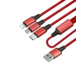 Multi 3 In One Usb Charging Cable Nylon Braided Multi Colored With Micro