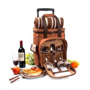 Buy cheap Pull rod Picnic Bag with 4 wheels Cooler Compartment, Wine Holder, Waterproof Picnic Blanket wholesale product