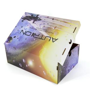 Buy cheap Purple Color Print Empty Corrugated Cardboard Shoe Display Box Luxury Foldable Design product