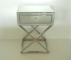 Unique Design Mirrored Accent Table , One Drawers Mirrored Living Room Table