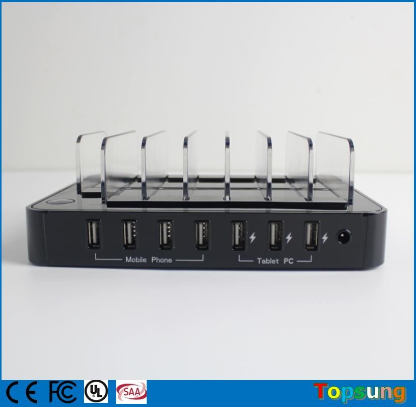 7 port Multi usb phone charger station desk charging for cell phone Smartphone