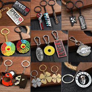 China Zinc Alloy Key Ring Enamel Keychain Custom Metal Keychains Letter Logo Engraved Keyring on sale