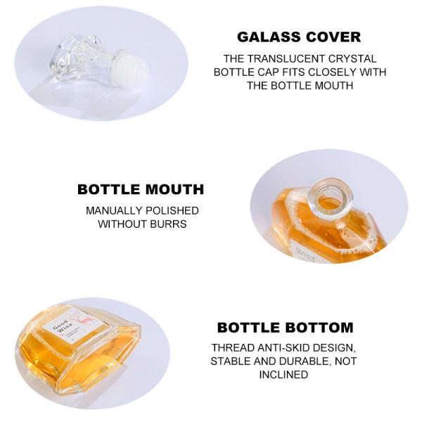 Clear 300ml Vodka Glass Drink Bottles With Airtight Stopper