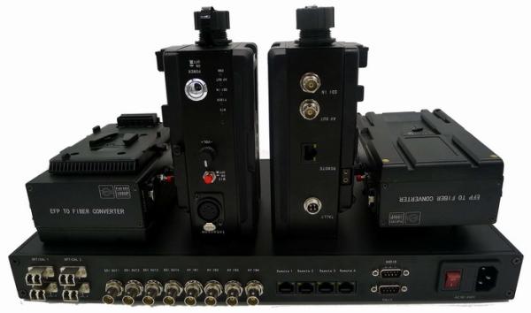 Quality Gold-mounting plate EFP SDI Fiber Optic Extender  on Camera end and 19" 1U rack mount on base Station End for sale