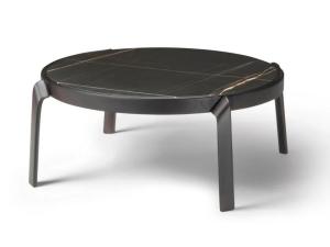 Premium Interior Coffee Side Table With Marble Top Curved Walnut Frame Legs