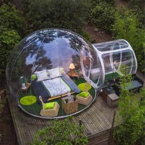 China 1mm PVC Transparent Bubble Tent With Tunnel  Inflatable Camping Tents on sale