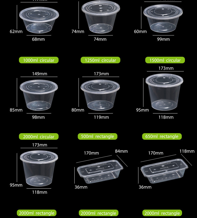 Transparent PP Customize Packing Boxes Disposable Take Away Containers