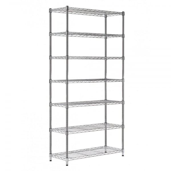 Quality Free Standing 7 Tiers Chrome Adjustable Wire Shelving Units 18 Inch Deep Wire Shelving for sale
