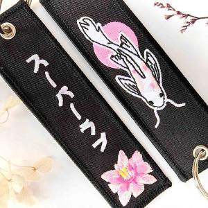 China Personalized Keychain Double Sided Embroidery Label Anime Design Namel Tag Custom Embroidery Keychain Anime Embroidered KeyChain on sale