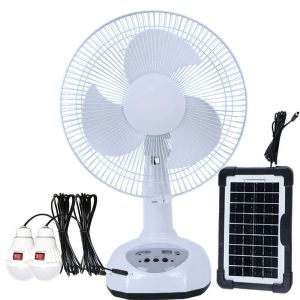 China 12 Inch Solar Powered Fan AC DC Solar Fan With Night Light For Outdoor Camping Hiking on sale