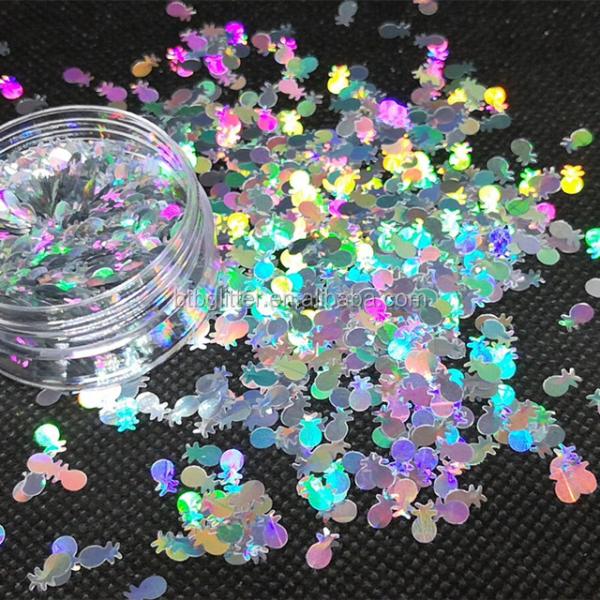 Ready for Shipping Colorful Holographic Silver Pineapple Glitter Shape and Eco-friendly Material