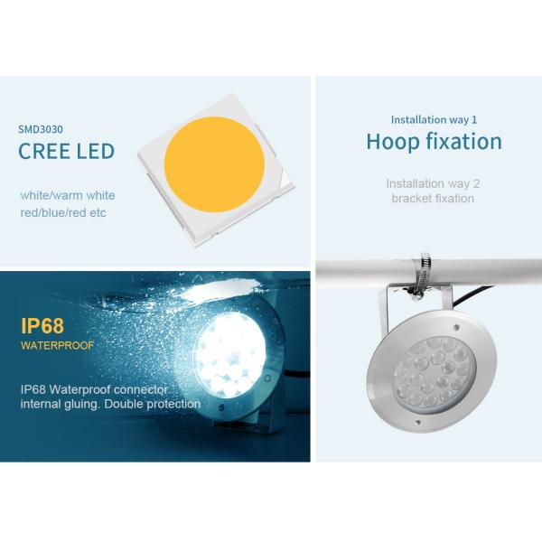 SS316L Swimming Pool Light 18W Waterproof 6500K White Color IP68