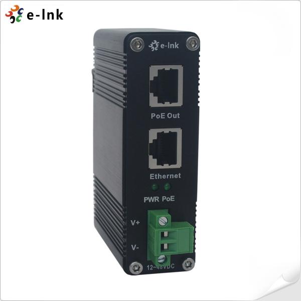 Quality 12~48V DC Power Input Industrial Gigabit PoE+ Injector Support DIN-rail mounting and wall mounting installation for sale
